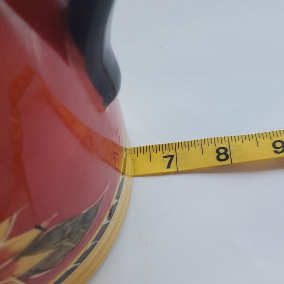 PIER 1 ONE SUNFLOWER PITCHER RED YELLOW BLACK FRENCH COUNTRY COTTAGE HOMEY - Picture 5 of 5